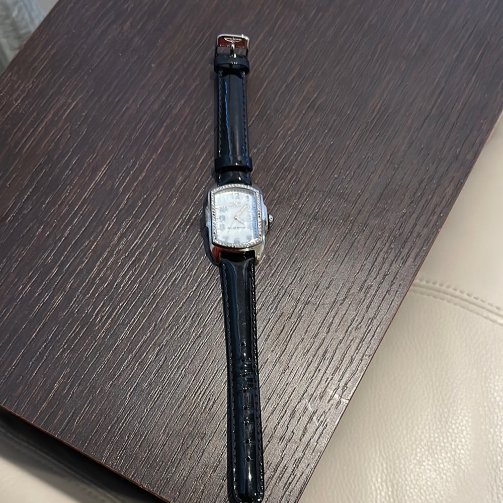 Invicta Black and Silver Watch with Leather Strap